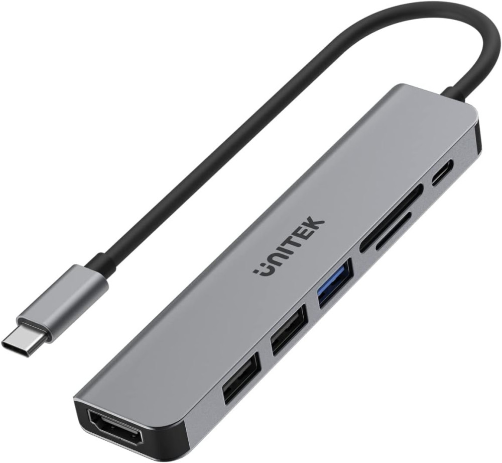Картридер / USB-хаб Unitek uHUB S7 7-in-1 USB-C 5Gbps Hub with 4K HDMI and 100W Power Delivery