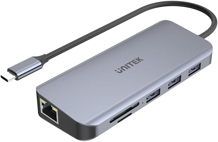 Картридер / USB-хаб Unitek uHUB N9 9-in-1 USB-C Ethernet Hub with Dual Monitor, 100W Power Delivery and Card Reader
