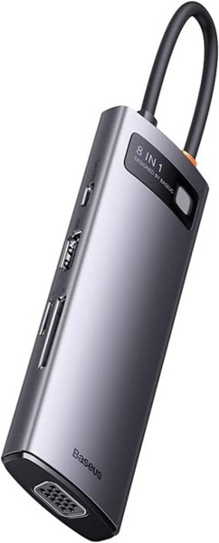 Картридер / USB-хаб BASEUS Metal Gleam Series 8-in-1 Multifunctional Type-C HUB Docking Station