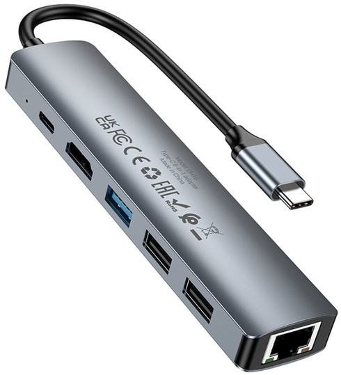 USB-хаб Borofone DH16 Buddy Type-C 6-in-1