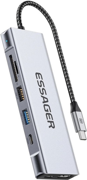Картридер / USB-хаб Essager EHB08-QK0G-Z