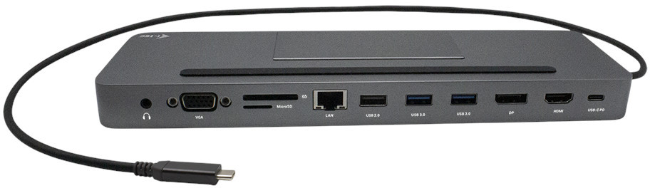 Картридер / USB-хаб i-Tec USB-C Metal Ergonomic 4K 3x Display Docking Station with Power Delivery 85 W Universal Charger 100