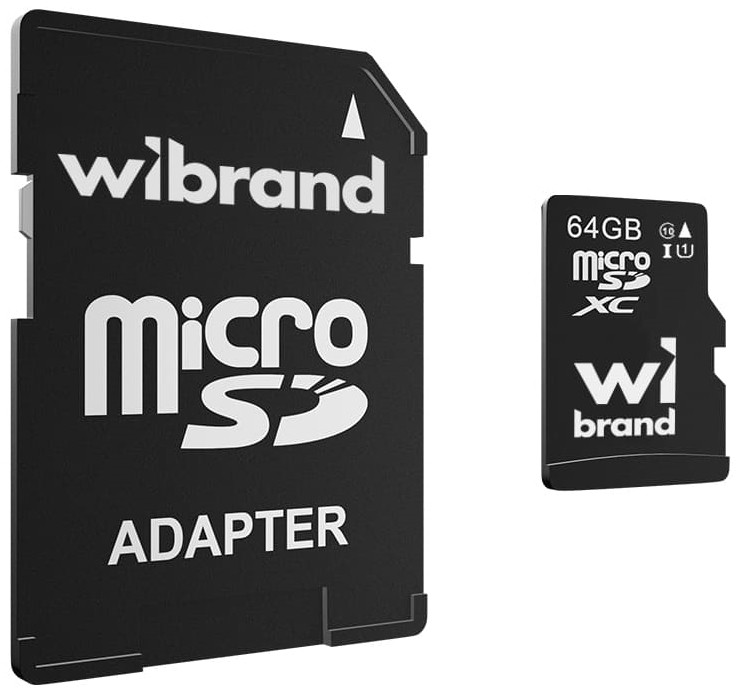 Карта памяті Wibrand microSD UHS-I Class 10 Adapter 64 ГБ (WICDXU1/64GB-A)