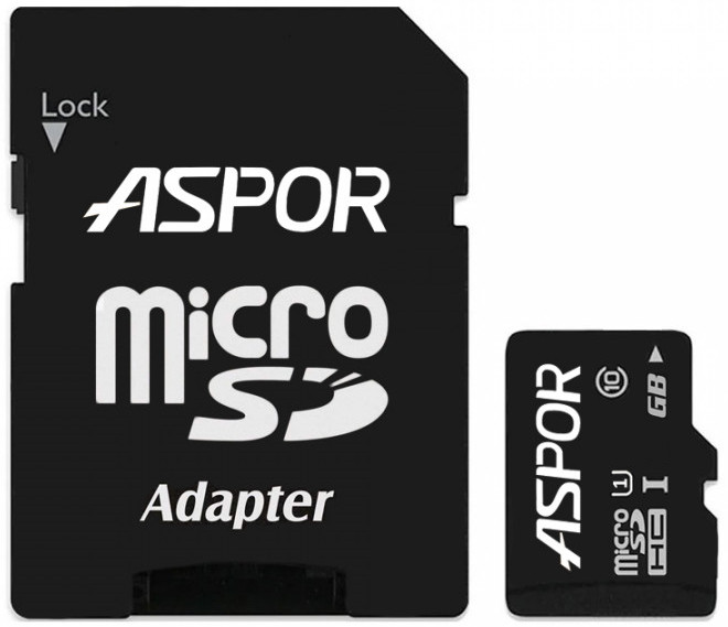 Карта памяти Aspor MicroSDHC UHS-I Class 10 SD adapter 16 ГБ (984001)