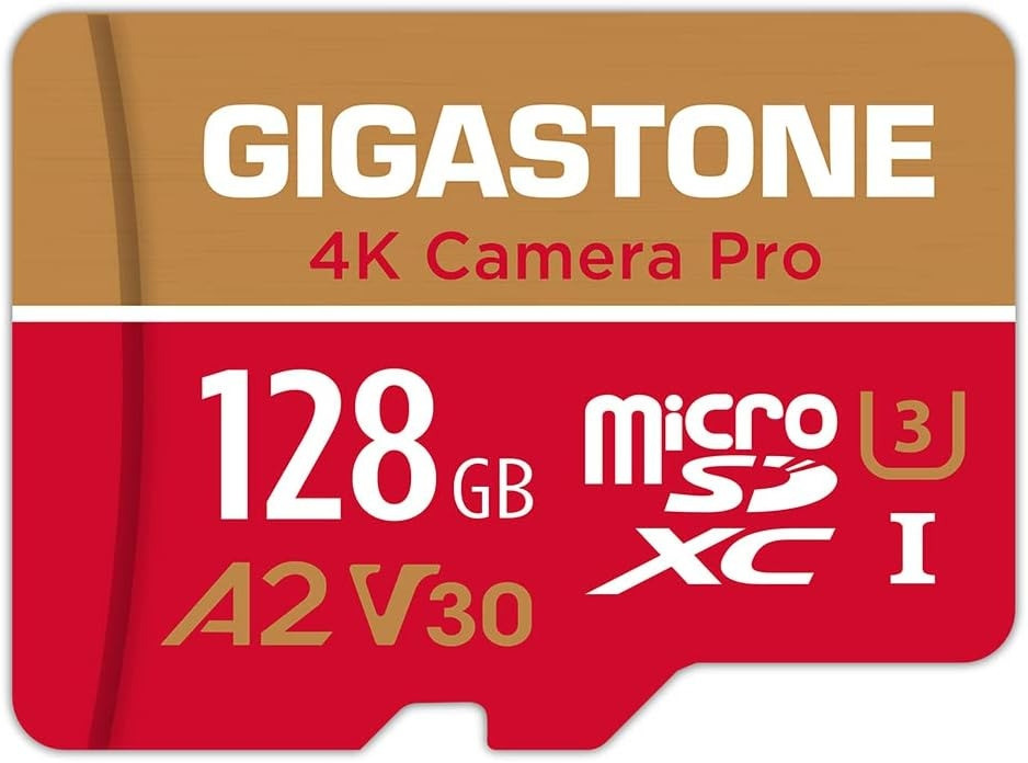 Карта памяти Gigastone microSD Card GoPro SD 4K UHD Video Recording A2 V30 128 ГБ (GS-2IN1666XU3V30A1-128GB-R)