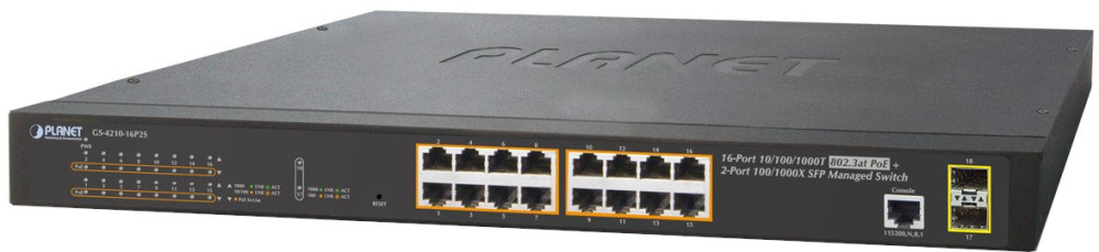 Коммутатор PLANET GS-4210-16P2S