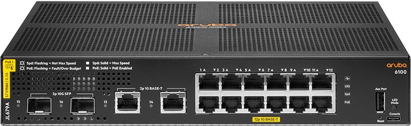 Коммутатор Aruba 6100-12G-PoE-2G/2SFP 139W (JL679A)