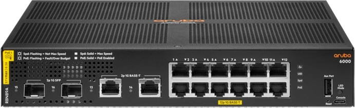 Комутатор Aruba 6000-12G-PoE2G/2SFP (R8N89A