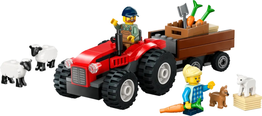 Конструктор Lego Red Farm Tractor with Trailer and Sheep 60461