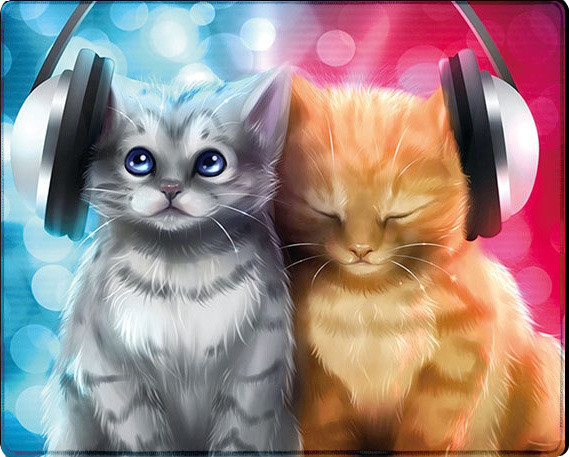Килимок для мишки Voltronic Power Cats in Headphones