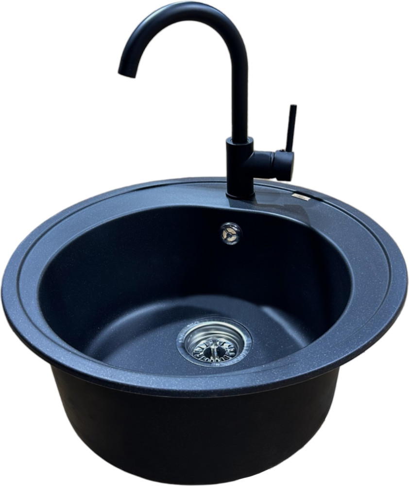 Набор мойка и смеситель Luxor Round D50 BK Izmir