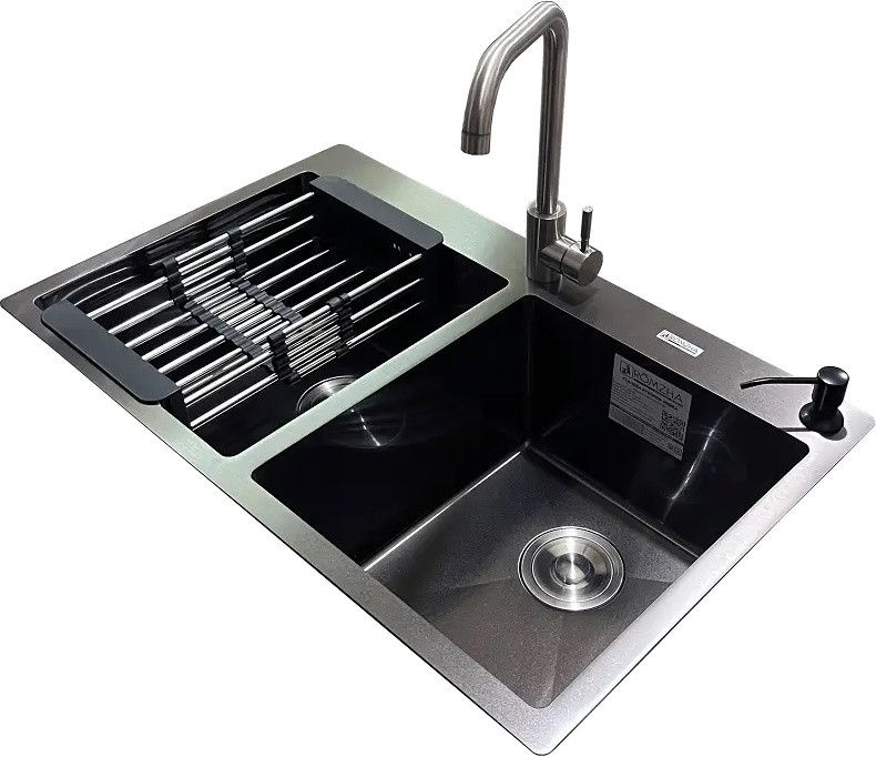 Набор мойка и смеситель Romzha Arta U-730SD BL B RO41572 780x480