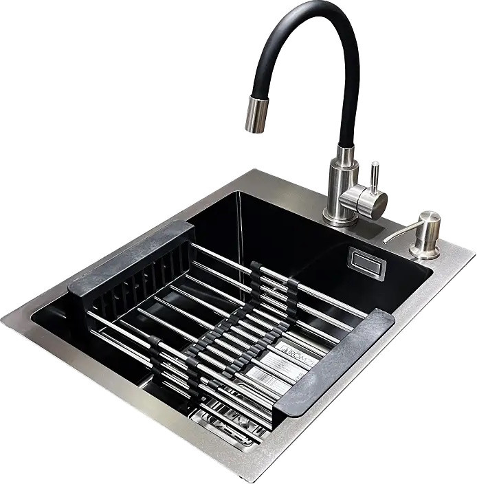 Набор мойка и смеситель Romzha Arta Nova U-350 BL C RO41514 400x500