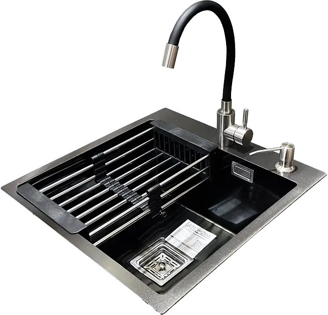 Набор мойка и смеситель Romzha Arta Nova U-450 BL C RO41515 500x500