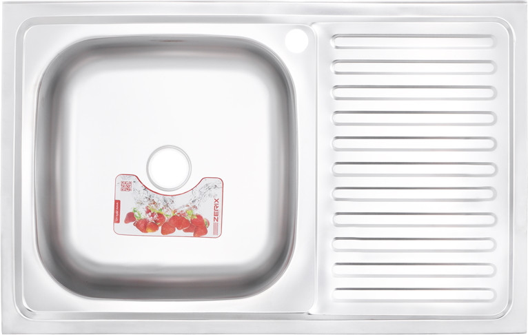 Кухонная мойка Zerix 80x50 0.8/180 L Z8050L-08-180E 800x500 левая