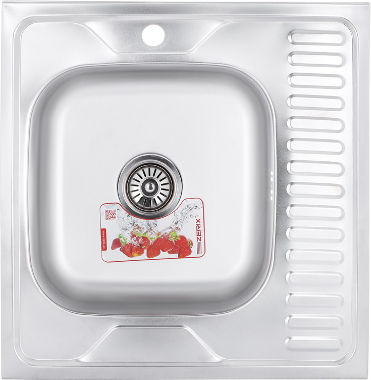 Кухонная мойка Zerix 60x60 0.6/160 L Z6060L-06-160E 600x600 левая (0.6 мм)