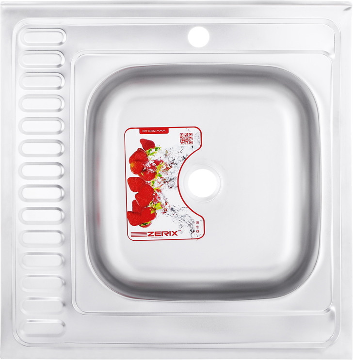 Кухонная мойка Zerix 60x60 0.8/180 R Z6060R-08-180E 600x600 правая