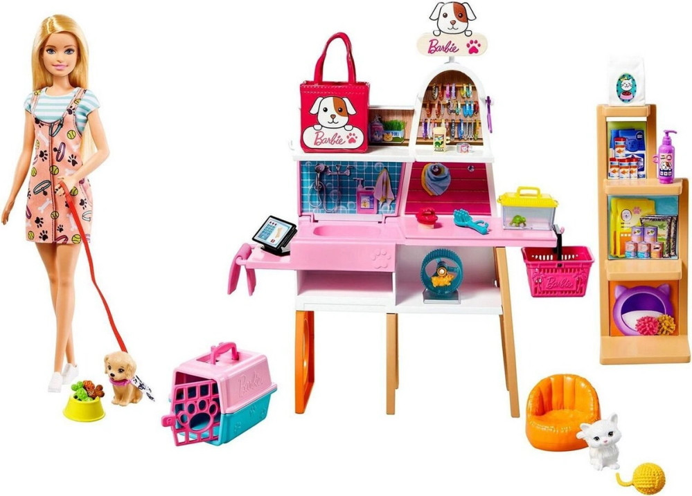 Кукла Barbie Blonde and Pet Boutique Playset GRG90