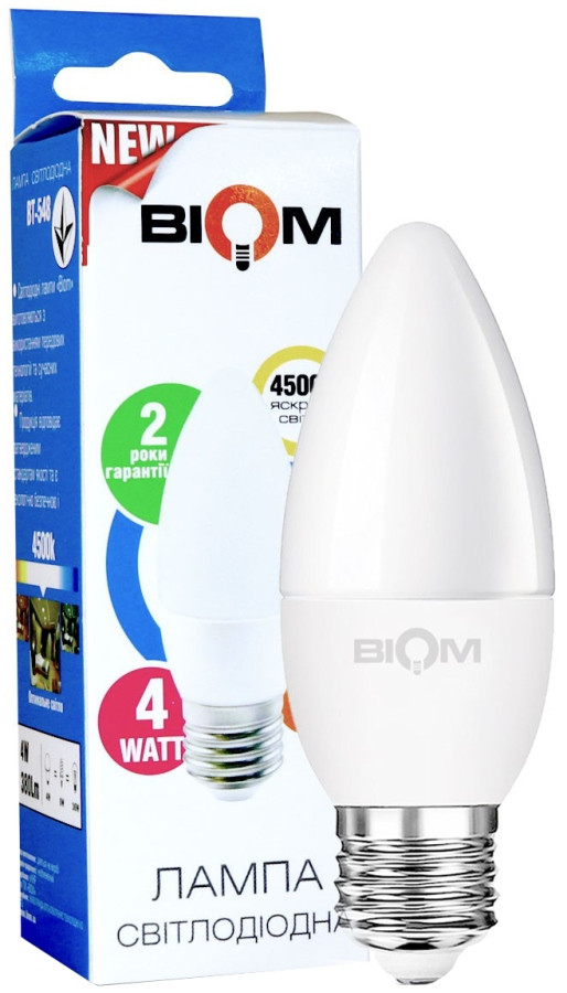 Лампочка Biom BT-548 C37 4W 4500K E27