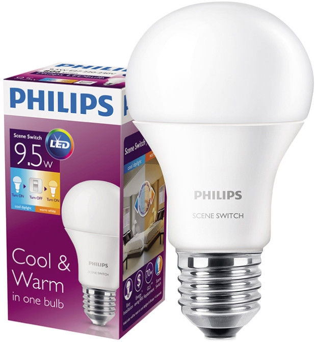 Лампочка Philips LED Scene Switch A60 9.5W 3000K/6500K E27
