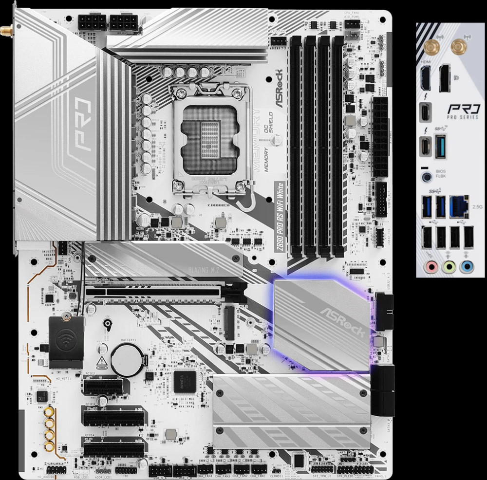 Материнская плата ASRock Z890 Pro RS WiFi White (90-MXBQC0-A0UAYZ)
