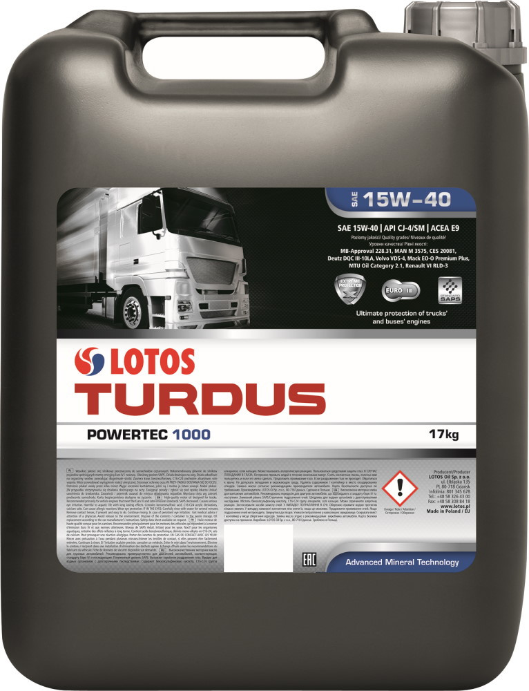 Моторне мастило Lotos Turdus Powertec 1000 15W-40