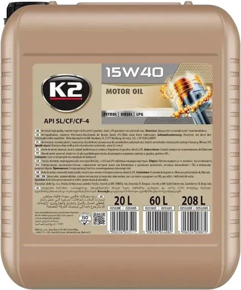 Моторне мастило K2 Motor Oil 15W-40 SL/CF 20L