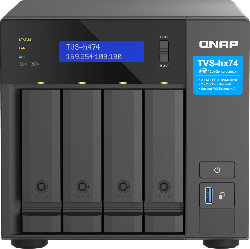 NAS-сервер QNAP TVS-H474-PT-8G ОЗП 8 ГБ