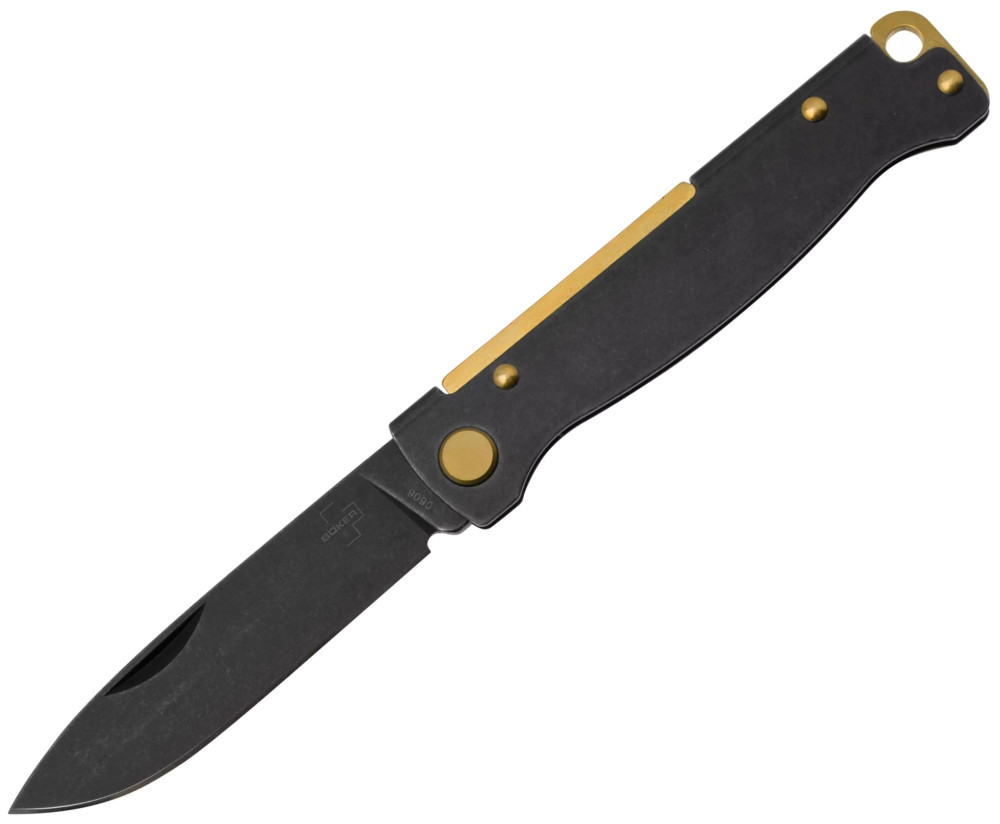 Походный нож Boker Plus Atlas Black Stonewash Brass