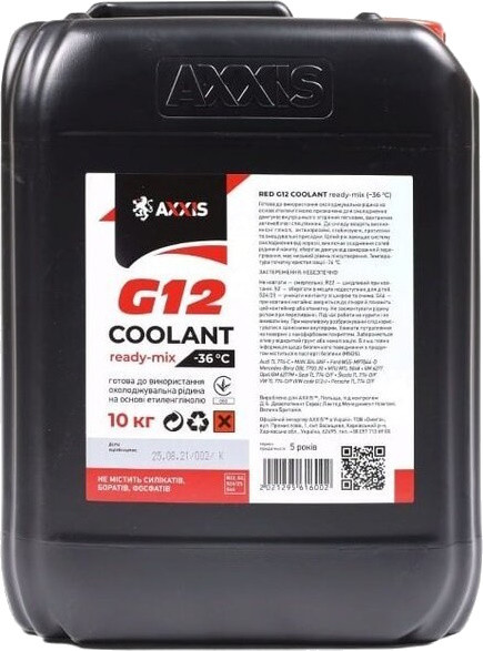Охлаждающая жидкость Axxis Red G12 Coolant 10 л (48021295616)