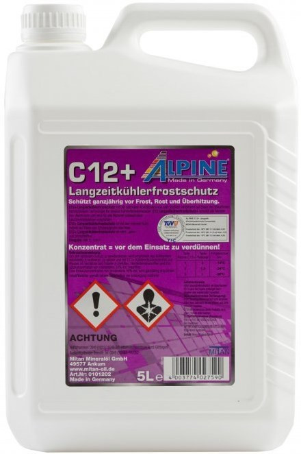 Охлаждающая жидкость Alpine Kuhlerfrostschutz C12 Plus Violett 5 л