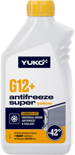 Охлаждающая жидкость YUKO Antifreeze Super G12 Yellow 1L 1 л