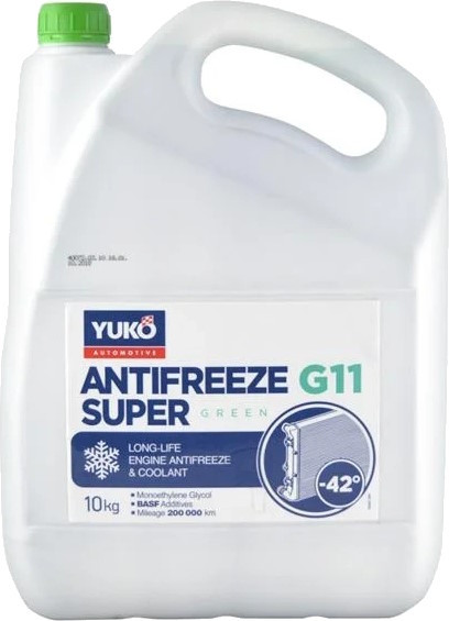 Охлаждающая жидкость YUKO Antifreeze Super G11 Green 10 л (19946)