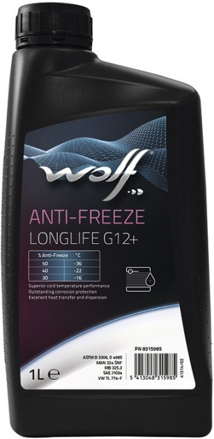 Охлаждающая жидкость WOLF Antifreeze Longlife G12 Plus 1 л (8315985)