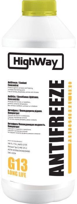 Охолоджувальна рідина Highway Antifreeze G13 Long Life Yellow 1.5 л (10025)