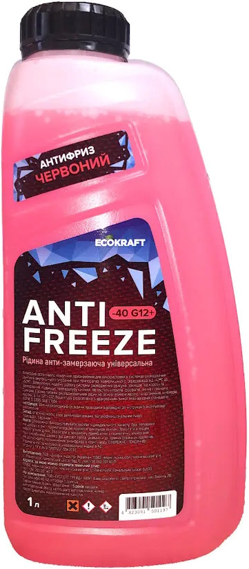 Охолоджувальна рідина EcoKraft AntiFreeze G12 -40 Red 1L 1 л