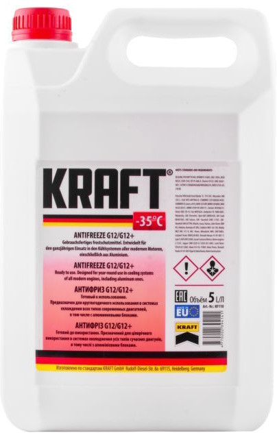 Охолоджувальна рідина Kraft Antifreeze -35 G12/G12 Red 5 л (KF110)