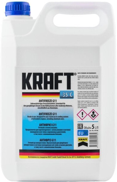 Охолоджувальна рідина Kraft Antifreeze -35 G11 Blue 5 л (KF106)