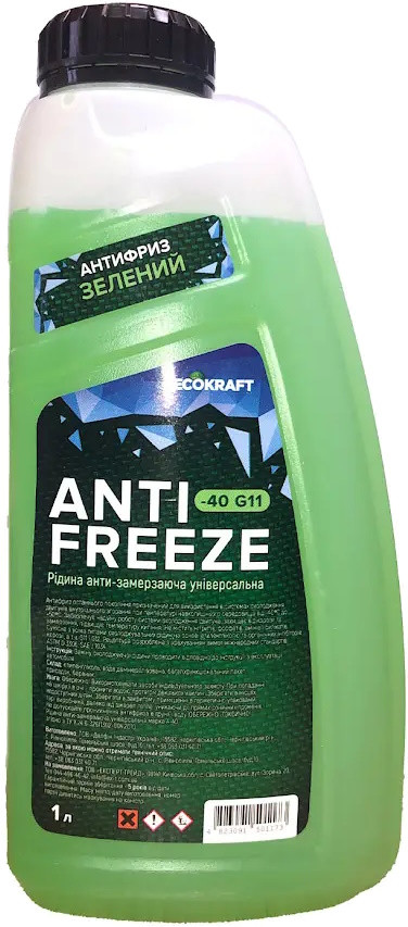 Охолоджувальна рідина EcoKraft AntiFreeze G11 -40 Green 1L 1 л