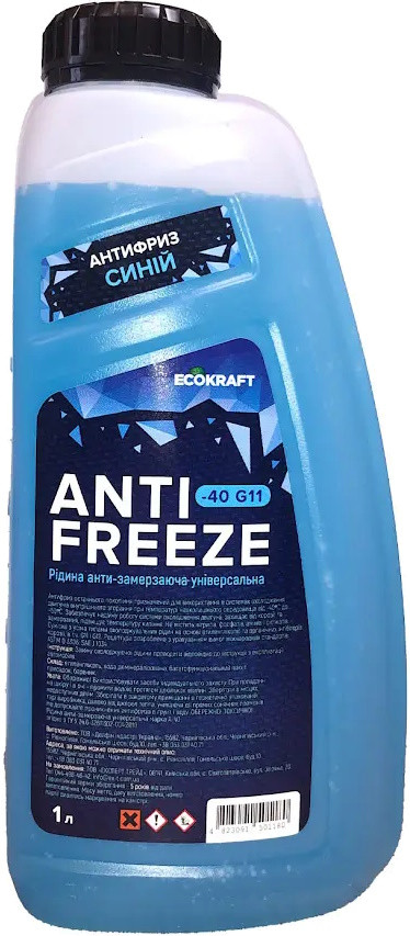 Охолоджувальна рідина EcoKraft AntiFreeze G11 -40 Blue 1L 1 л
