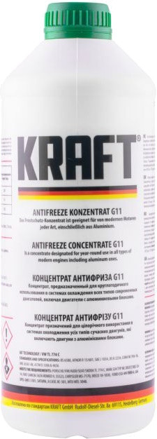 Охолоджувальна рідина Kraft Antifreeze Concentrate G11 Green 1.5 л (KF118)