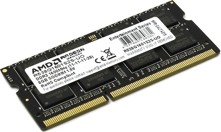 Оперативная память AMD Value Edition SO-DIMM DDR3 1x8Gb R538G1601S2S-U