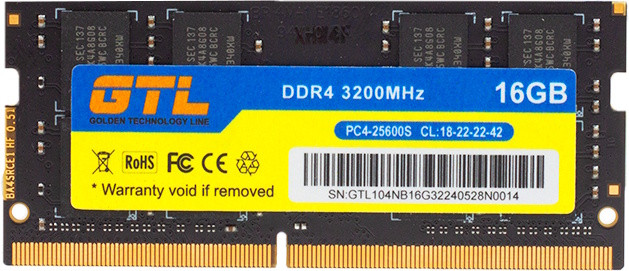 Оперативна память GTL DDR4 SO-DIMM 1x16Gb GTLSD16D432BK