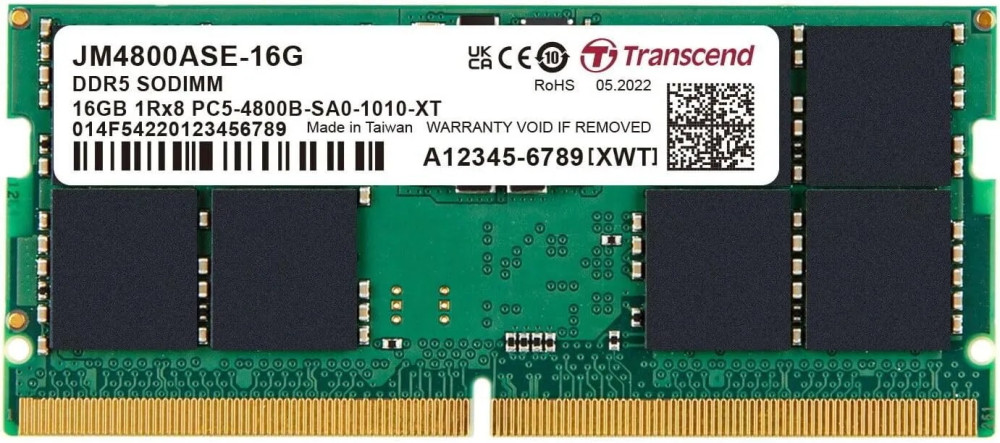 Оперативная память Transcend JetRam DDR5 SO-DIMM 1x16Gb JM4800ASE-16G