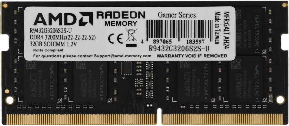Оперативна память AMD R9 DDR4 SO-DIMM 1x32Gb R9432G3206S2S-U