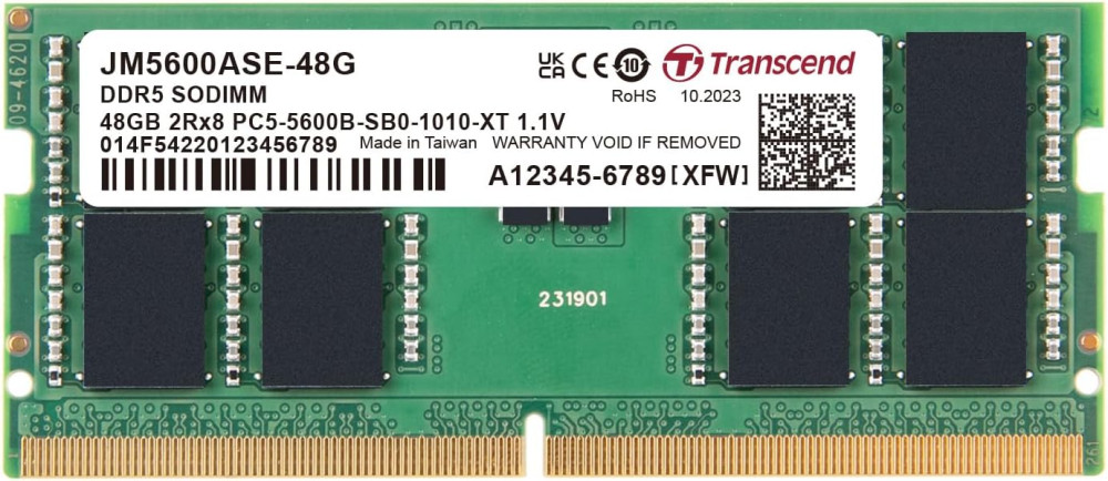 Оперативна память Transcend JetRam DDR5 SO-DIMM 1x48Gb JM5600ASE-48G