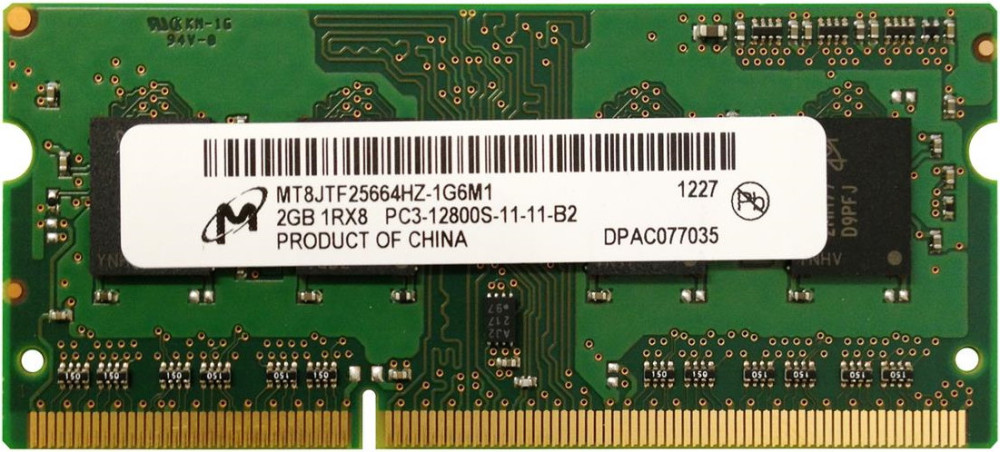 Оперативна память Micron DDR3 SO-DIMM 1x2Gb (M1) MT8JTF25664HZ-1G6 (MT8JTF25664HZ-1G6M1)