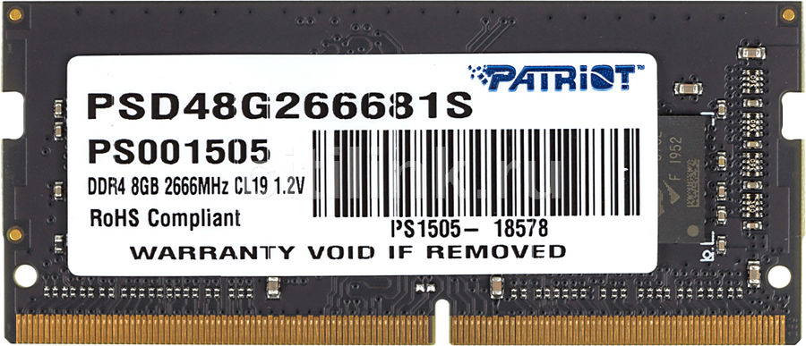 Оперативна память Patriot Memory Signature SO-DIMM DDR4 1x8Gb PSD48G266681S