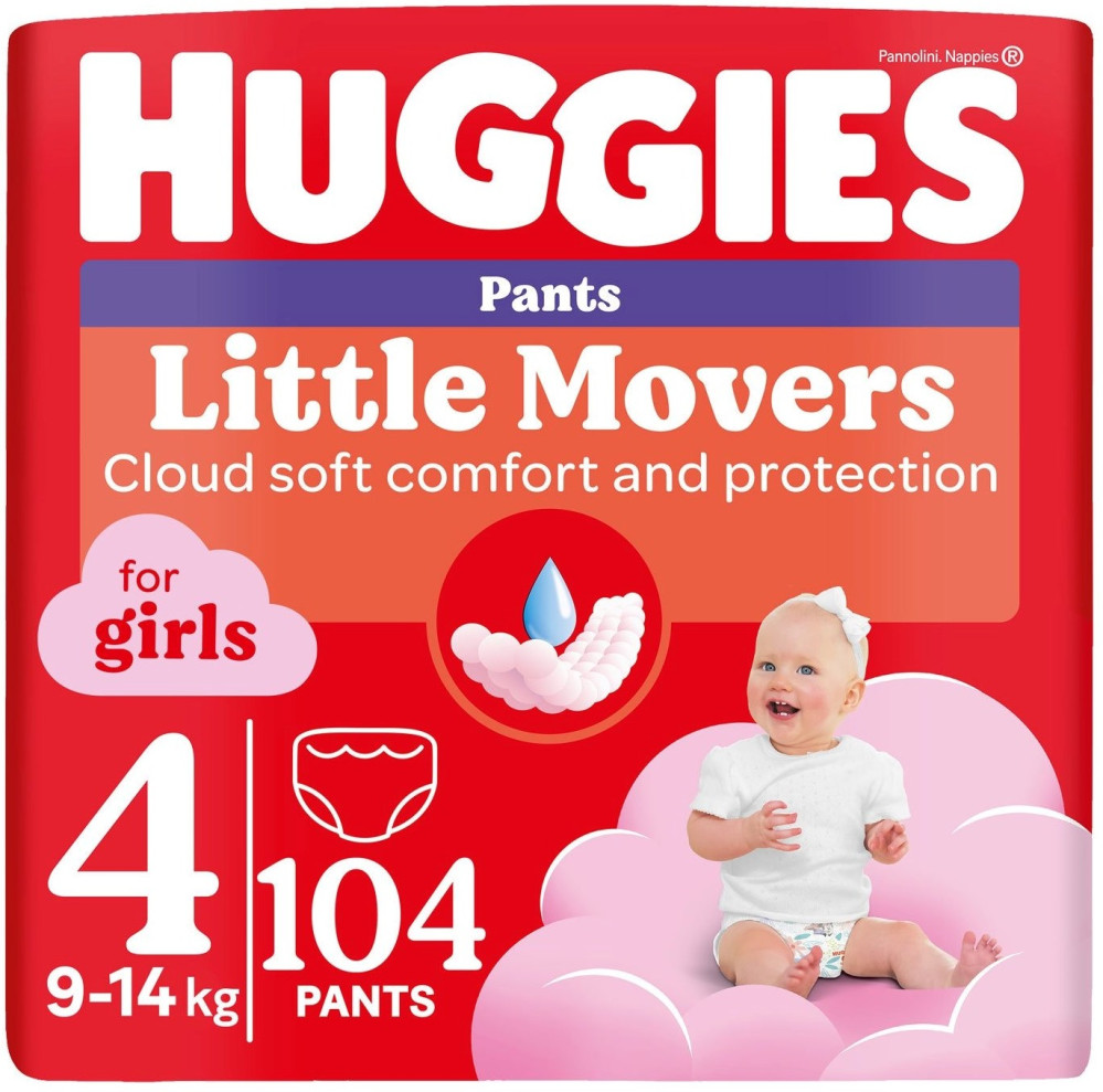 Подгузники-трусики Huggies Little Movers Pants For Girls 4 / 104 pcs