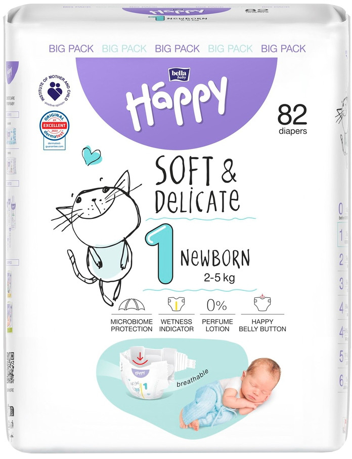 Підгузки Bella Baby Happy Soft & Delicate Newborn 1 / 82 pcs